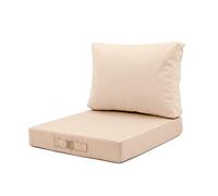 Set di 2 cuscini sfoderabili beige per salotto da giardino, comfort premium, anti raggi UV, seduta: 50 x 50 cm, schienale: 35 x 50 cm, decorazione artistica