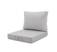 Set di 2 cuscini sfoderabili grigio ciottoli per salotto da giardino, comfort premium, anti raggi UV, seduta: 50 x 50 cm, schienale: 35 x 50 cm, decorazione artistica