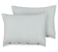 Set di 2 cuscini verde e bianco a righe quadrato con Bottoni 40 x 60 cm Sebrine