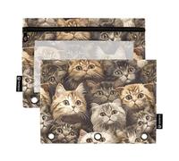 Set di 2 custodie in plastica con chiusura lampo, gatti scozzesi, marrone, Kawaii scozzesi Fold Cats, marrone, taglia unica, Kawaii Scottish Fold Cats Marrone, one sizex2