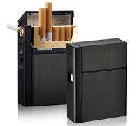 Set di 2 custodie per sigarette con accendino: scatola 2 in 1 in alluminio con accendino elettronico ricaricabile, dispenser nero