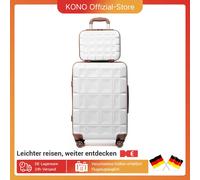 Set di 2 custodie rigide KONO, materiale ABS, 4 rotoli, blocco TSA, incl. Custodia di bellezza Brown