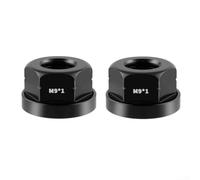 Set di 2 dadi M9 x 1 0 in lega di alluminio con guarnizioni, progettati per montaggio a mozzo ruota bici pieghevole e fisso, colore nero