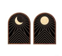 Set di 2 decorazioni da parete in legno con motivi bohémien all'alba e luna per la decorazione contemporanea dello spazio abitativo (MZ914)