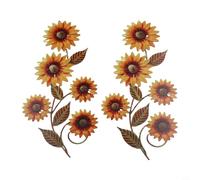 Set di 2 decorazioni da parete in metallo a forma di girasole, per uso interno ed esterno, per recinto, portico, cortile, decorazione per migliorare la vita e gli spazi del giardino