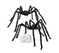 Set di 2 decorazioni giganti per Halloween da 36 pollici, perfetto per interni ed esterni, con ragnatela da 60 g e 4 piccoli ragni (nero 90 cm x 2)