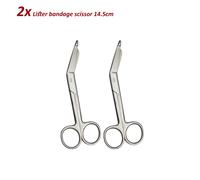 Set di 2 Dentale Strumenti Forbici Lister bandage 14.5cm Dressing scissors Lab