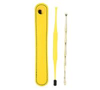 Set di 2 Detergenti per le Orecchie, Kit di Strumenti per la Rimozione del Cerume con Raschietto per le Orecchie con Scatola di Immagazzinaggio e Spazzola per la Pulizia(giallo)