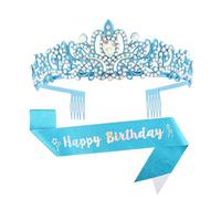 Set di 2 diademi per feste di compleanno con strass e fascia per capelli, accessori per capelli alla moda