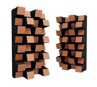 Set di 2 diffusori acustici | Diffusione e assorbimento sonora 2D | 50x25 cm | Pannelli decorativi da parete | Controllo del rumore e riduzione dell'eco | [Sirius-HALF | Ciliegio]