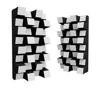 Set di 2 diffusori acustici | Diffusione e assorbimento sonora 2D | 50x25 cm | Pannelli decorativi da parete | Controllo del rumore e riduzione dell'eco | [Sirius-HALF | Bianco]