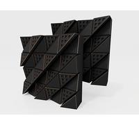 Set di 2 diffusori acustici | Diffusione e assorbimento sonora 2D | 50x50 cm | Pannelli artistici da parete | Controllo del rumore e riduzione dell'eco | [FUZA (60mm) | Nero]