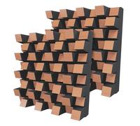 Set di 2 diffusori acustici | Diffusione e assorbimento sonora 2D | 50x50 cm | Pannelli artistici da parete | Controllo del rumore e riduzione dell'eco | [SIRIUS (150mm) | Ciliegio]