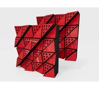 Set di 2 diffusori acustici | Diffusione e assorbimento sonora 2D | 50x50 cm | Pannelli artistici da parete | Controllo del rumore e riduzione dell'eco | [FUZA (60mm) | Plastica rossa lucida]