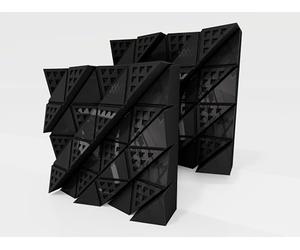 Set di 2 diffusori acustici | Diffusione e assorbimento sonora 2D | 50x50 cm | Pannelli artistici da parete | Controllo del rumore e riduzione dell'eco | [FUZA (60mm) | Plastica nera lucida]