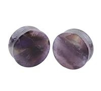 Set di 2 dilatatori dilatatori per lobi, con opale e doppia svasatura, 5 mm, 19mm(3/4"), Ametista, Nessuna pietra preziosa