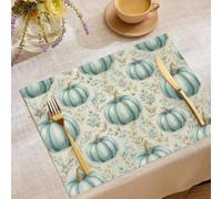 Set Di 2, Disegno A Tema Autunnale Tovagliette Ovagliette Zucche Acquerellate Foglie Di Eucalipto Estive Tovagliette Lavabili Per Le Primavera Vacanze Cucina Feste 45X30Cm