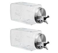 Set Di 2 Dispencer Per Acqua In Vetro Retro Con Rubinetto 3,8L Brocca