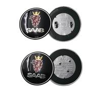 Set di 2 distintivi rotondi in plastica Griffin adatti per SAAB 93 9-3 95 9-5 2003-2010 auto cofano anteriore e bagagliaio posteriore distintivo emblema adesivo 12844161 1278587 (nero)