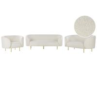 Set di 2 divani e poltrona in poliestere bianco con gambe dorate Loen