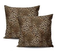Set di 2 Divano Fodera Leopardo Maculato Marrone E Nero Fodera per Cuscino Morbido Cuscini Elegante Federa per Letto Salotto Sedia Uomo 45X45Cm