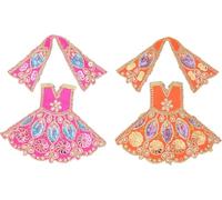 Set di 2 Durga Devi MATA Dress poshak vastra panno lehanga Chunari per Dio Idolo statua Home Temple indiano tradizionale Navratri Festival Laxmi Poojan Diwali Dress DEcorations (Dimensioni: -7,6 cm