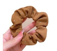 Set di 2 elastici per capelli marroni di alta qualità, lavorati a maglia, con zirconi, elastici spessi, delicati sui capelli, contro la rottura dei capelli