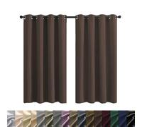 Set di 2 eleganti tende oscuranti 190 x 250 cm, in poliestere, opache, per cucina e soggiorno, con fodera nera, elegante colore marrone, perfette per la decorazione della casa