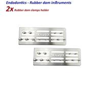 Set Di 2 Endotontico Strumenti Gomma Diga Morsetto Vassoio Hold 12 Pinze Stand