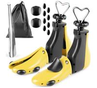 Set di 2 estensori per scarpe da uomo e donna, regolabili, per scarpe e stivali, 4 vie, con calzascarpe, inserti estensibili e sacchetti, misure 35-47, giallo., 40 - 47