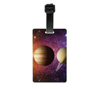 Set di 2 Etichette per Bagagli, Solare Pianeta Cometa Sole Stella Etichette Identificative per Bagagli con Cinturino da Polso Staccabile e Scheda Indirizzo per Valigia Borsa da Viaggio