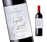 Set di 2 etichette per bottiglia di vino per annuncio di gravidanza, la famiglia si allarga, grande annuncio di nascita per nonno, nonna, tonton, tata, famiglia e amici