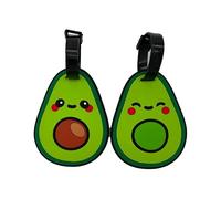 Set di 2 Etichette per Valigia e Bagaglio Aereo in PVC a Forma di Avocado Kawaii - Puckator Foodiemals, Accessori Viaggio Particolari e Originali, Targhetta