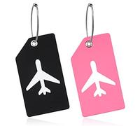 Set di 2 etichette per valigia in silicone, etichette per bagagli, etichetta identificativa con targhetta per indirizzo, tag per valigia da viaggio, per riconoscere rapidamente bagagli, borsa da