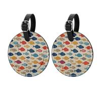 Set di 2 etichette rotonde colorate per bagagli, valigie e borsette, accessori da viaggio per bagagli registrati, bagagli a mano e borse