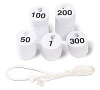 Set di 2 etichette rotonde numerate da 1 a 300, in plastica, double-face, 4,3 cm, 600 pezzi in totale