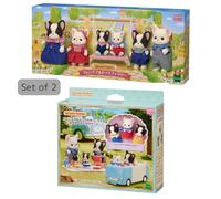 Set di 2 famiglie Sylvanian Bulldog francesi set Calico Critters epoca Giappo...