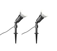 Set di 2 faretti da giardino orientabili con picchetto e cavo di collegamento da 2 metri, altezza 51 cm