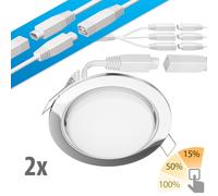 Set di 2 faretti da incasso a soffitto a LED RUBA cromo 541lm bianco caldo