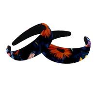 Set di 2 fasce larghe in velluto da donna, accessori colorati con ancore e girasoli, fasce imbottite per capelli di bellezza, fasce per capelli spesse per ragazze