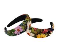 Set di 2 fasce larghe in velluto da donna, accessori colorati con fiori di campo imbottiti, fasce per capelli di bellezza per ragazze, fasce spesse per capelli