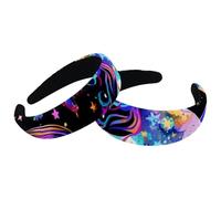 Set di 2 fasce larghe in velluto da donna, accessori colorati con motivo unicorno e farfalle, fasce imbottite per capelli di bellezza per ragazze fasce per capelli spesse