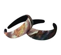 Set di 2 fasce larghe in velluto da donna, accessori per capelli con sistema solare, accessori per la testa dell'universo galassia, fasce imbottite per capelli di bellezza per ragazze fasce per