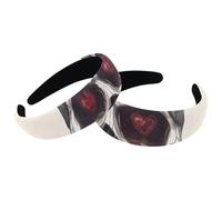 Set di 2 fasce larghe in velluto da donna, accessori per capelli con teschio, con cuori, imbottite, di bellezza, per ragazze