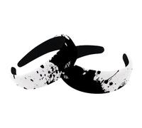 Set di 2 fasce larghe in velluto da donna, con inchiostro nero a pois, accessori per navi imbottite, fasce per capelli di bellezza per ragazze, fasce spesse per capelli