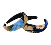 Set di 2 fasce larghe in velluto da donna, con margherite floreali e farfalle, accessori per capelli imbottiti, fasce per capelli di bellezza per ragazze