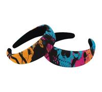 Set di 2 fasce larghe in velluto da donna, con motivo a ragni e teschio, accessori imbottiti, fasce per capelli di bellezza per ragazze spesse