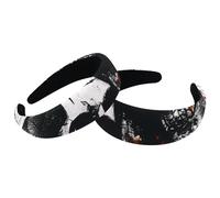 Set di 2 fasce larghe in velluto da donna, con motivo di teschi luminosi e ragni, accessori imbottiti, fasce per capelli di bellezza per ragazze e ragazze