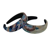 Set di 2 fasce larghe in velluto da donna, con motivo "Octopus on Sky", accessori imbottiti per capelli, per ragazze