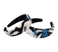 Set di 2 fasce larghe in velluto da donna, con motivo teschi, palma, foglie, accessori imbottiti, fasce per capelli di bellezza per ragazze